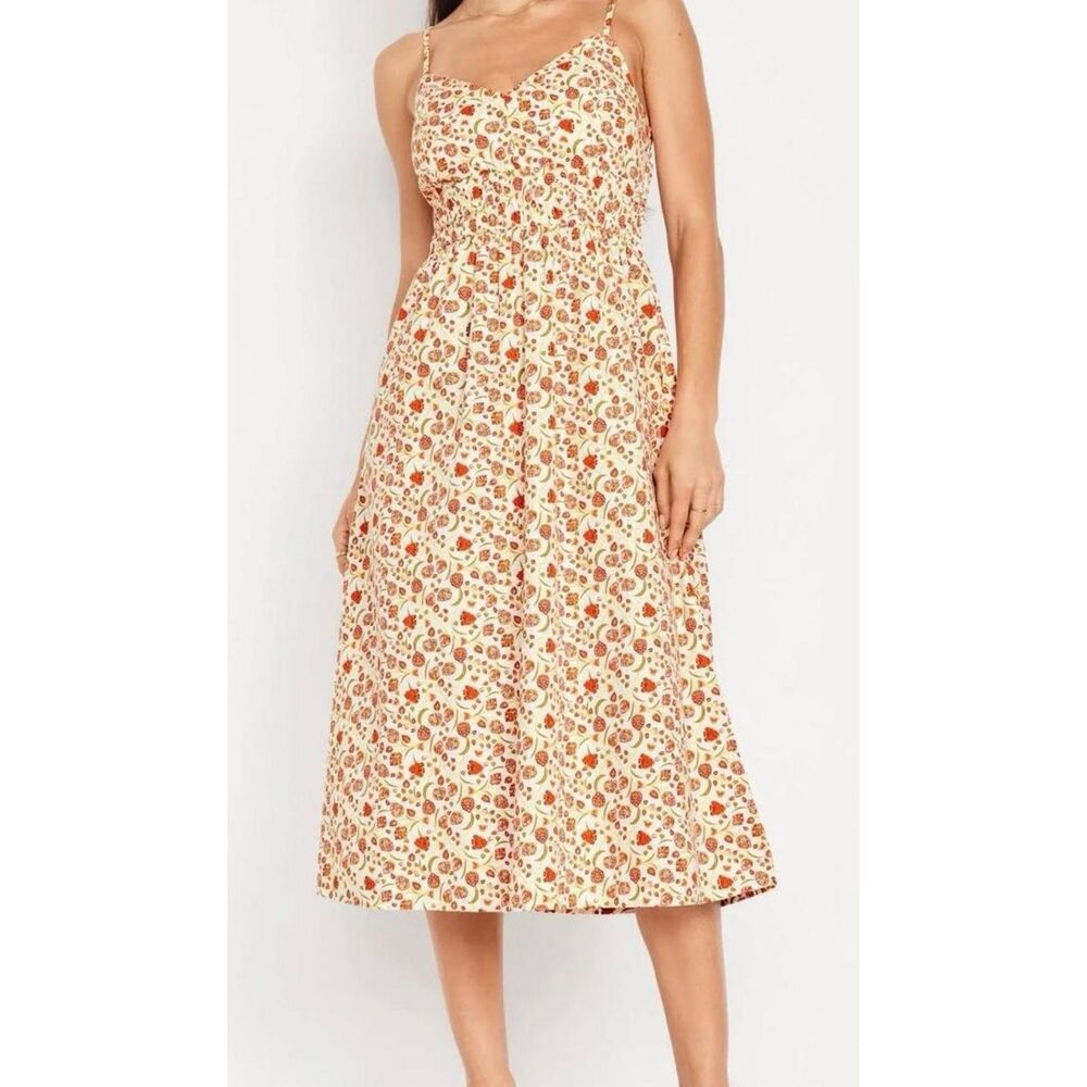 Old‎ Navy Sundress Waist-Defined Floral Strappy Cami Midi Dress XL Cottagecore